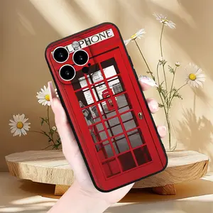 A Retro London Red Telephone Booth Pattern Phone Case, TPU Shockproof Full Coverage Precision Hole Protective Case, Suitable for iPhone 17/16/15/14/13/12/11 PRO PROMAX PLUS AIR E XS XSMAX, Ideal Gift for Friends and Family, YT538