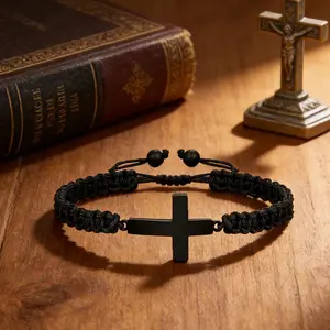 Christian Cross Bracelet for Men Women – Adjustable Braided Rope Faith Bracelet, Religious Prayer Jewelry, Protection & Inspirational Gift for Him Her, Anxiety Relief Spiritual Bracelet