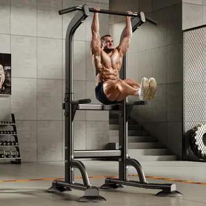 Space Saving 5-in-1 Home Gym: Adjustable Pull Up Bar, Dip Station & Push Up Stand - Full Body Workout Equipment for Men & Women