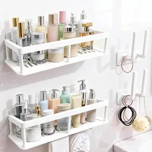 Wall-Mounted Floating Shelves Set of 2/4 Pieces White No Drill Damage-Free Mounting Removable Storage Shelf for Living Room Kitchen Bathroom Maximize Wall Space