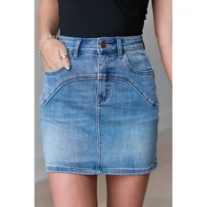 My Favorite Medium Wash Denim Mini Skirt