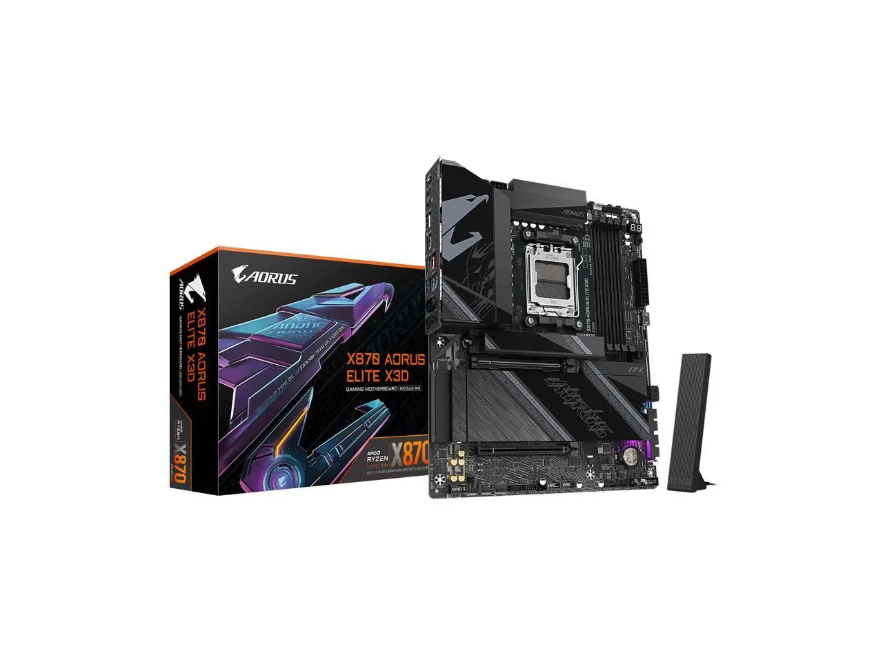 GIGABYTE X870 AORUS ELITE X3D AMD AM5 ATX Motherboard, Supports AMD Ryzen 9000/8000/7000 Series, DDR5, 16+2+2 Power Phase, 4x M.2, PCIe 5.0, USB4, WIFI7, 5 GbE, PCIe EZ-Latch Plus, 5-Year Warranty