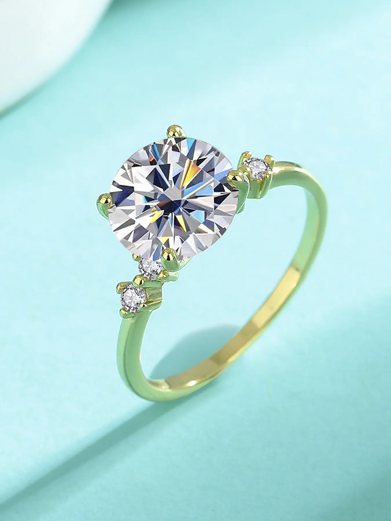 Pure Silver Ring with Sparkling Moissanite 3 Carat D Color, High-End European Style Fashion Finger Ring, Solitaire Engagement Rings, Elegant and Stylish Jewelry, Moissanite Decorated Ring