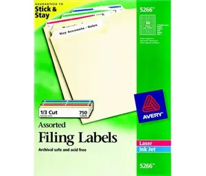 Avery Trueblock Permanent File Folder Label For Laser And Inkjet Printers, 0.93 x 3.43 In. - White, Pack 450