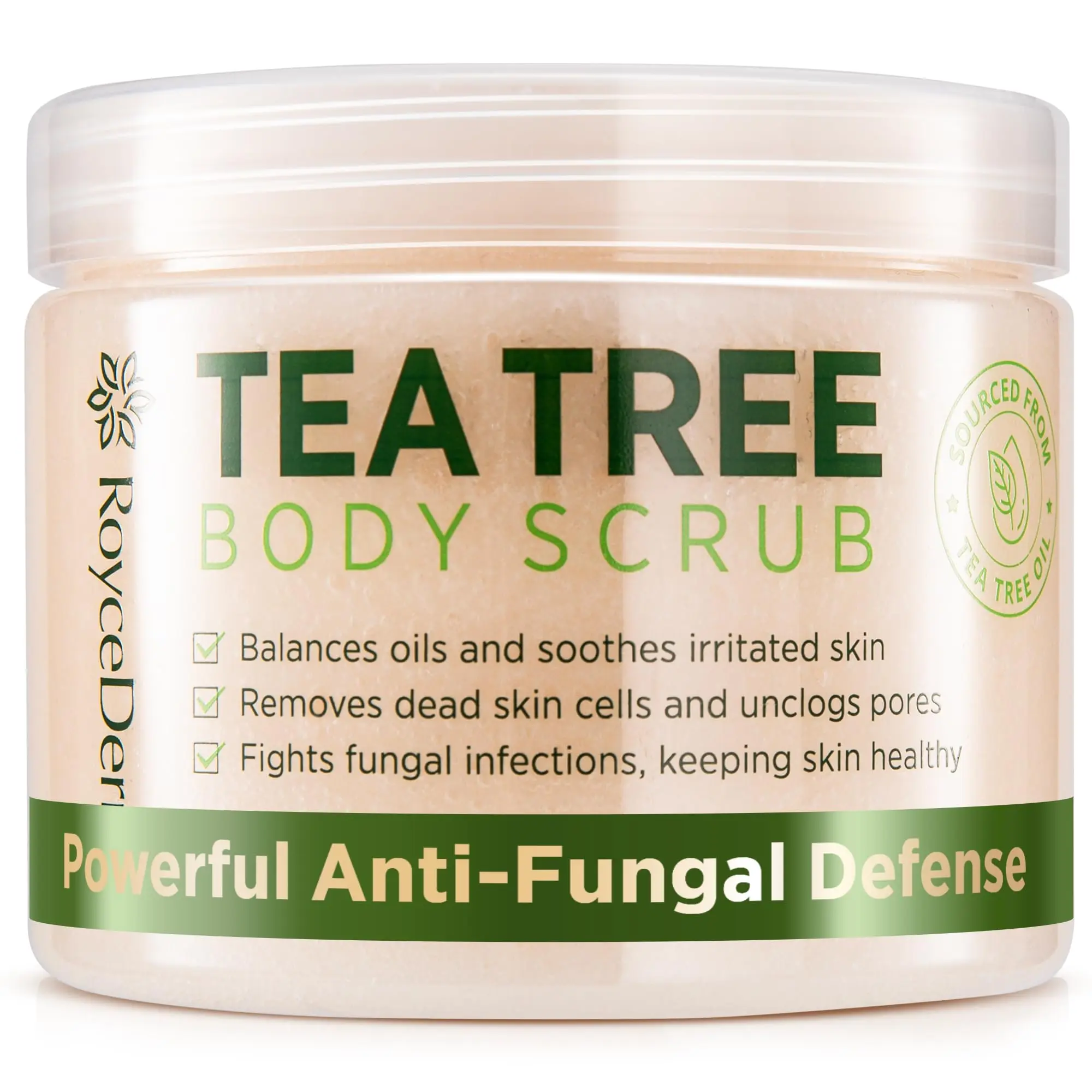 Tea Tree Body Scrub - 12oz Exfoliating: Extra Strength Pre-Body Wash for Athlete’s Foot, Jock Itch & Ringworm - Deep Cleansing Scrub with Tea Tree Oil & Dead Sea Salt for Smooth Skin Gentle Soothing