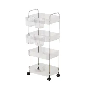 Multifunctional Acrylic Rolling Storage Cart, 2/3/4 Layers Transparent Organizer with 360 Degree Wheels, Ideal for Bedroom & Bathroom Use, Acrylic Holder Dispenser