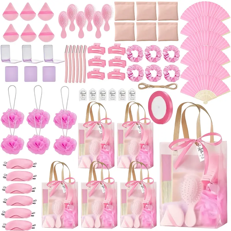 74Pcs Prizes for Game Winners Baby Shower Favors Gifts including Hair Brush PU Portable coin purseswith Gift Bag for wed Game Prizes Wedding BridalShower Favors (6Set)