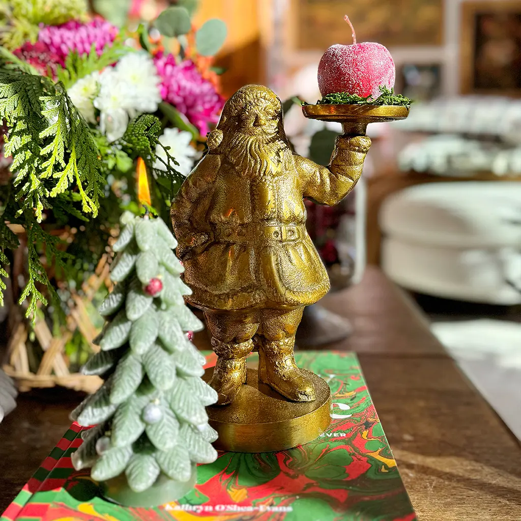 Antique Gold Santa Claus Candle Holder Antique Gold Santa Claus Candle Holder