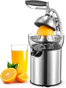 Electric Citrus Juicer Squeezer, Electric Juicer for Orange,  and Limes with Rubber Handle and Two Size Cones, Anti-Drip Spout, Easy to Clean and Use, , Black/Stainless Steel