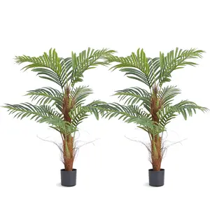 VEVOR Artificial Palm Tree,  4 FT Tall Faux Plant, Secure PE Material & Anti-Tip Tilt Protection Low-Maintenance Plant, Lifelike Green Fake Tree for Home Office Warehouse Decor Indoor Outdoor