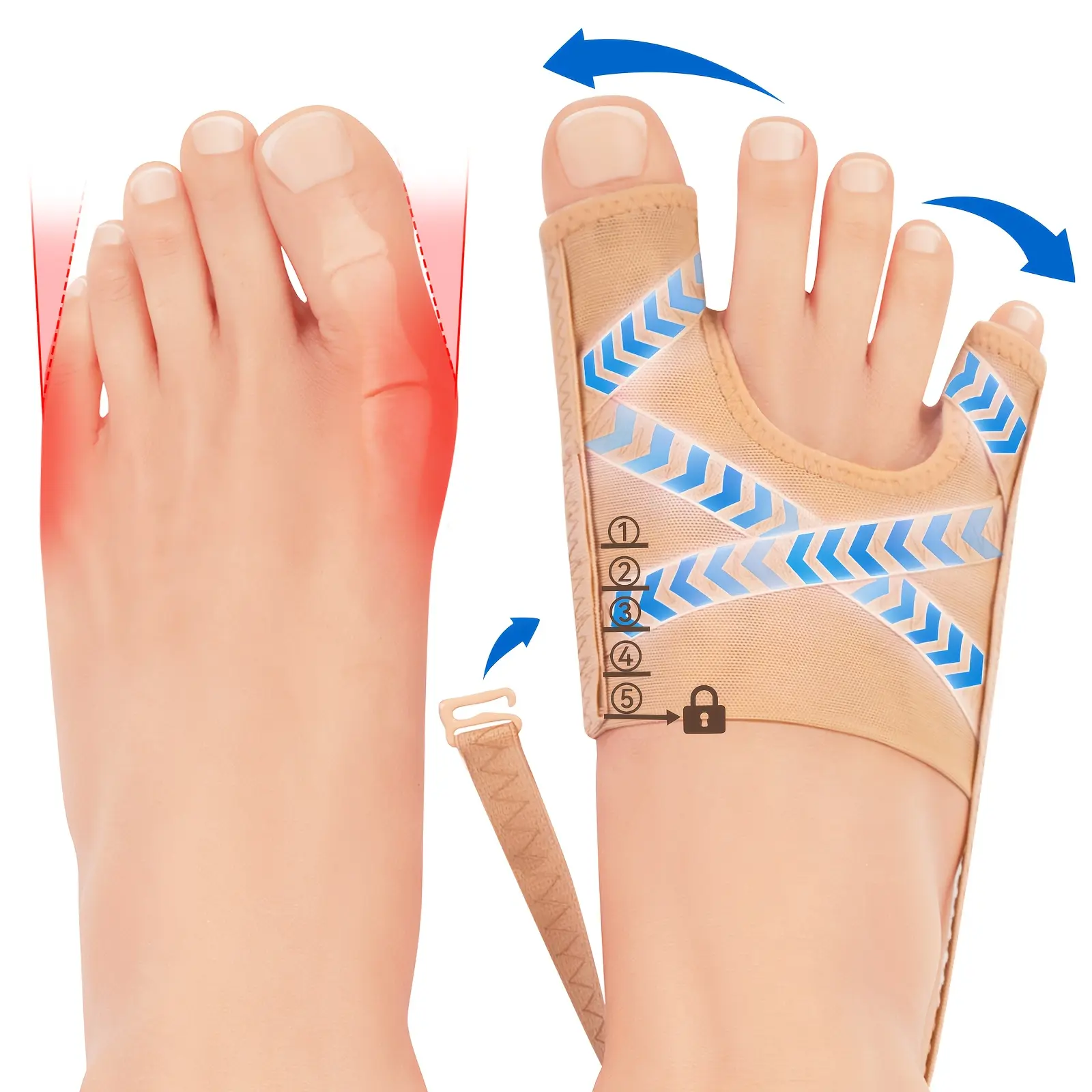 Adjustable Toe Spacers - Single-Item Big & Small Toe Separator, Day-Night Progressive Comfort Sports Protective Gear