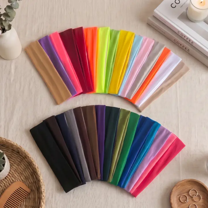 30Pcs Non Slip Sports headbands for Women, Soft Elastic Fabric Hair Bands, Stretchy Sweat Wicking Headbands for Workout, Yoga, Running & Daily Activities