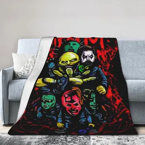 Retro Style Slipknot Band Themed Print Flannel Blanket - Soft, Comfortable, All-Season, Ideal for Home, Office Use