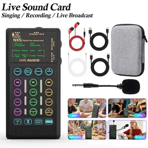 Portable Voice Changer Device, Audio Mixer, Live Audio Mixer, Handheld Sound Card, Portable Microphone Set, Bluetooth-compatible Connectivity, Ideal for Podcasts, Broadcasting, Gaming