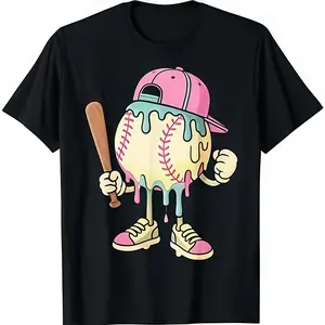 Drippy Baseball Character Cartoon Graphic Tee