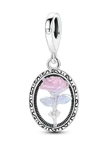 Vintage Glow-In-The-Dark Rose Pendant DIY Crafting Jewelry Making Accessory, Ideal Gift for Girlfriend on Valentine's Day/birthday