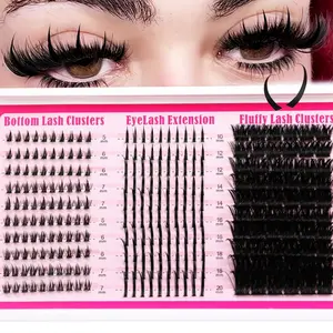 1 box DIY clustered false eyelash set fairy eyelash upper eyelash+lower eyelash mixed set -0.07mm mixed length 5-20mm, DD curly, natural fluffy style, dramatic eyelashes, Eyelash Extensions