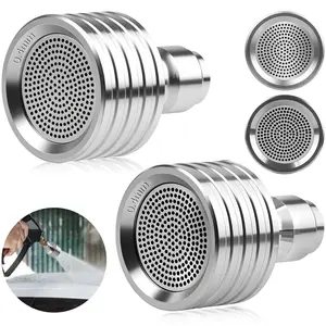 Stainless Steel Pressure Washer Nozzles (2-Pack), 0.4mm Hole 1/4 Male Quick Connect Tips, Soft Rain Shower Spray for Car Washing, Garden Watering, Silver,Gifts for Father Him