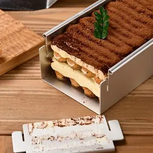 Rectangular Stainless Steel Cake Mold Set, Long Tray & Spatula Tools, Commercial Mousse Cheese Cake Baking Supplies, Trendy Tiramisu Moulds, Bakery Molds