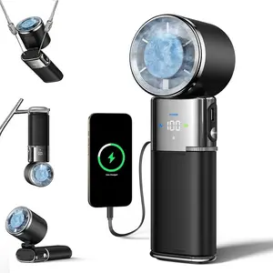 Ultra Portable Semiconductor Cooling Fan, Cordless Rechargeable Fan, With Extension Cable And 6000mAh Large Capacity Battery, Can Charge Your Phone, 100-speed 11000RPM High Speed Fan