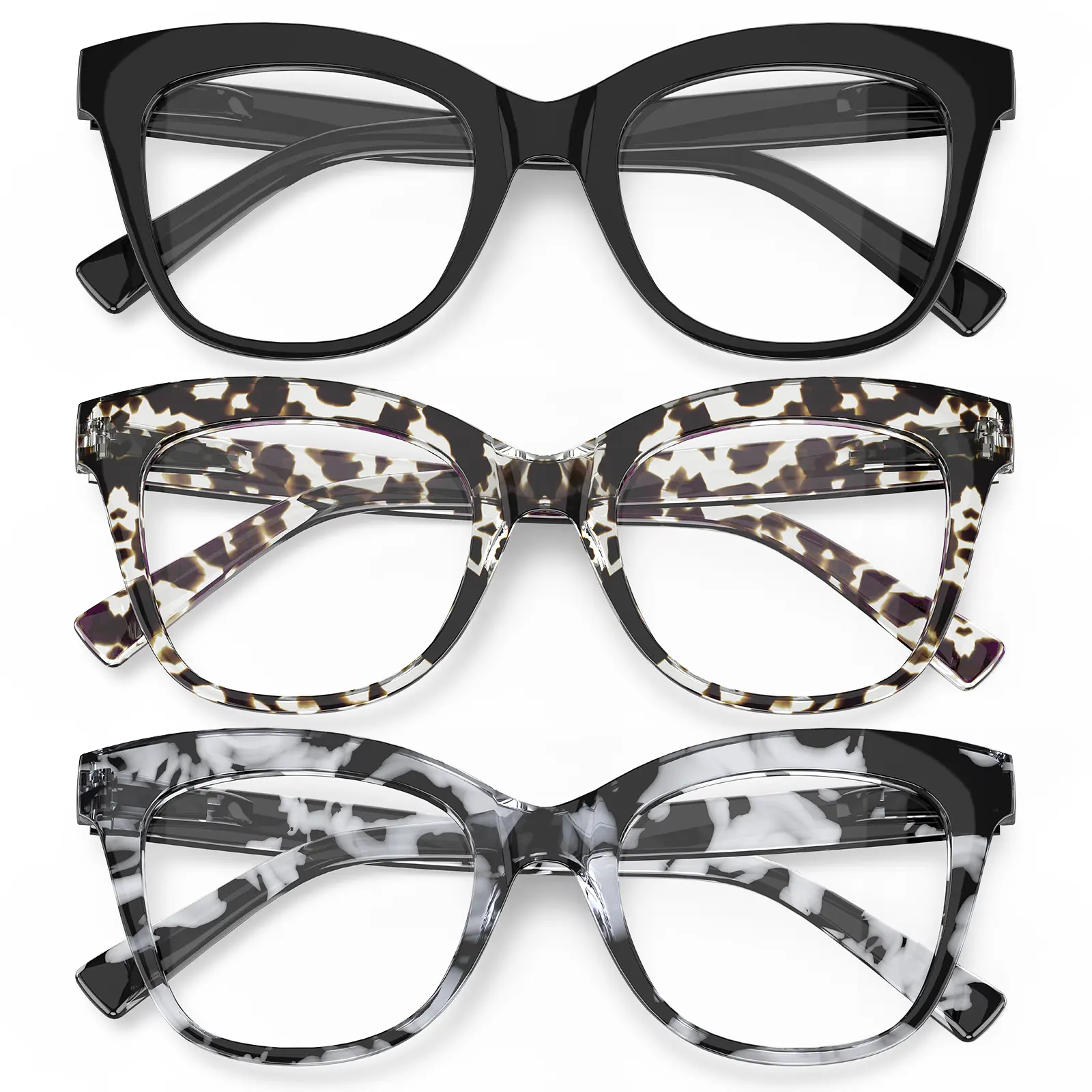 Women's 3-Pack Oversized Full Lens Leopard Reading Sunglasses - Feminine Style, Anti-Glare Lenses, Lightweight Frame, Outdoor Fashion Accessory