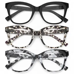 Women's 3-Pair Oversized Full Lens Leopard Reading Sunglasses - Outdoor Use, Stylish Accessories, Glasses Trend