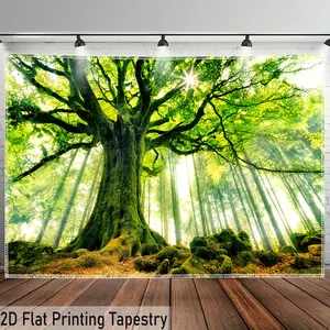 Sunshine Tree Landscape Backdrop Scenic Nature Theme Tapestry Wall Hanging Photography Background for Living Room Decor Garden Party Relaxation Space Event Supplies