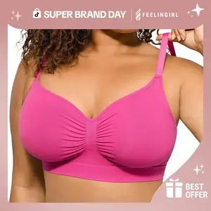 FeelinGirl WIRELESS Bra Women's Wireless Bra Stretch Comfort Bralettes No Underwire Unlined Seamless Sports Bra Fit Style Nylon Springtok