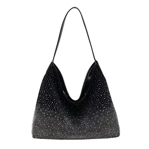 Fashion Glitter Diamond Embellished Ladies Tote  Practical Large Space Single Shoulder Crossbody  Exquisite Texture Trendy Casual Handbag Chic Appearance Perfect For Travel Weekend Events And Social Occasions bag