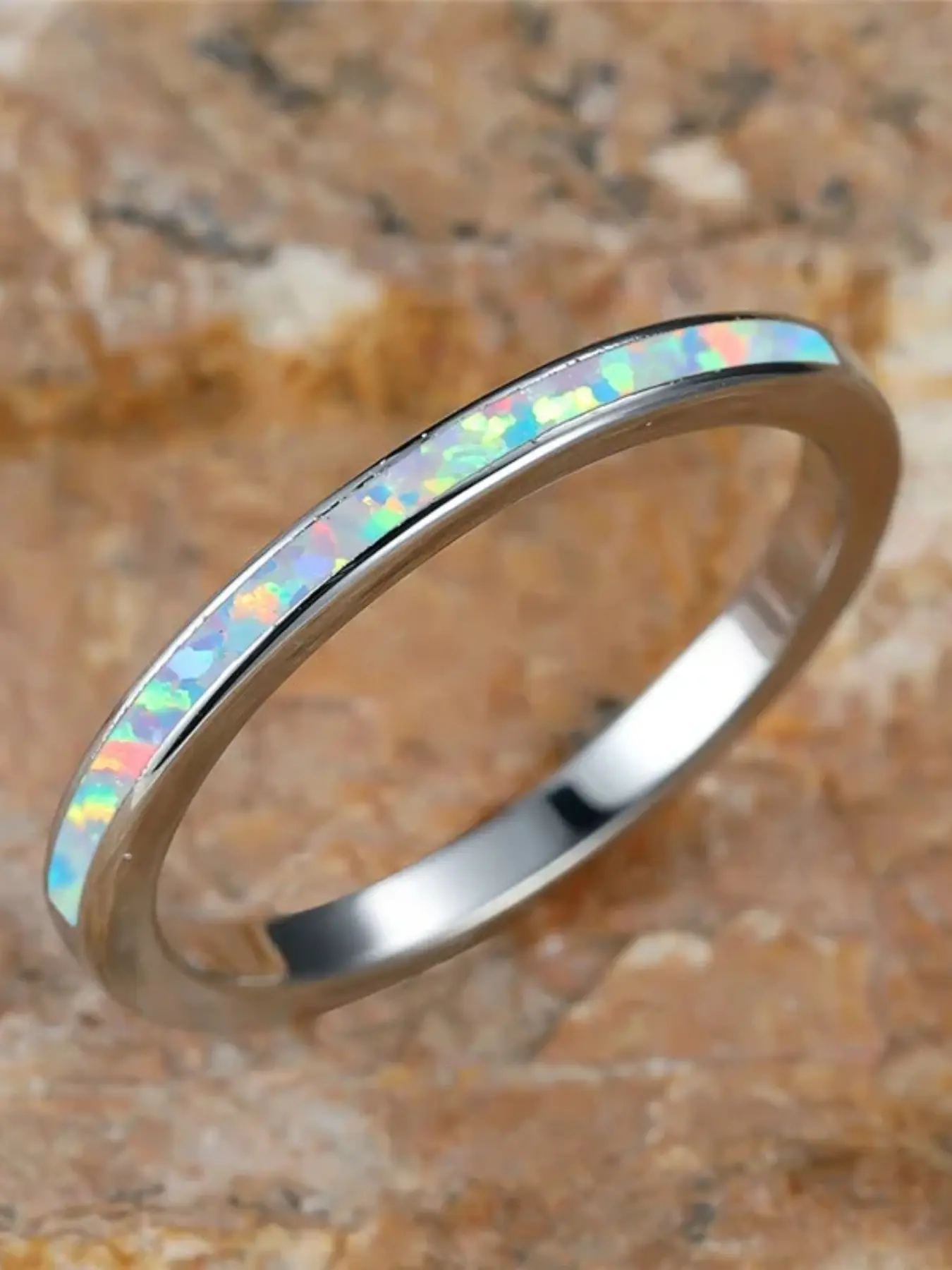 Female Charm White Fire Synthetic Opal Stone Statement Rings Silver Color Wedding Jewelry For Women Engagement Ring Elegant Engagement Ring Beautiful Rings