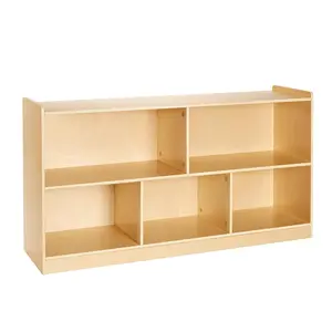 VEVOR Montessori Bookshelf, 45 in Width Toy Storage Organizer, 5-Section Kids Display Storage Cabinet, Daycare Furniture, Kids Bookshelf for Bedroom, Nursery, Living Room, Entryway, Preschool, Brown