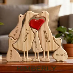 Personalized Wooden Duck Family Puzzle, Custom Engraved Figurines, Unique Family Gift, Mother’s Day Keepsake, Duck Decoration, Family Of 3-10