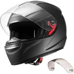 VEVOR Full Face Motorcycle Helmet DOT Approved, Dual Visor with Bluetooth Slot & Interchangeable Lens, Smart Street ABS Helmet Comfortable Motocross Helmet, Fit for Youth & Adults