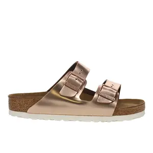 BIRKENSTOCK Womens Arizona Soft Footbed Metallic Leather Casual Sandals Casual - Gold