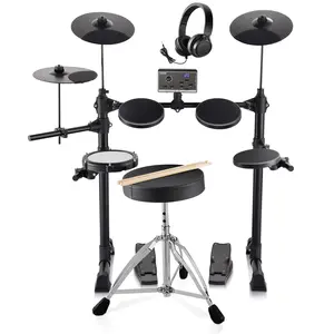 VEVOR Electric Drum Set, 15 Drum Kits & 150 Sounds Electronic Drum Kit, USB MIDI Supported 6.5 in Quiet Mesh Snare Electric Drum Set with 10 in Cymbals Drum Sticks & Headphone, for Beginners & Adults