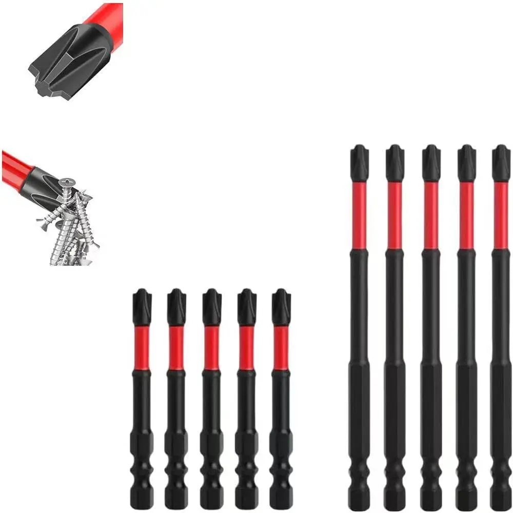 FPH2 Impact Bit Set, S2 Alloy Slotted Heads (65mm & 110mm), 1/4 in Hex Shank, CNC Machined Tips, Protective Insulating Rubber Sleeve, Anti-Slip Grip Drill Bits for Electricians & Socket Panels
