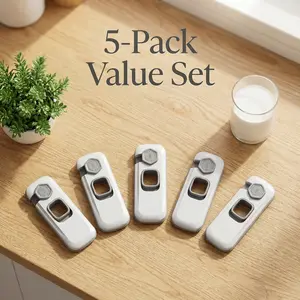 5 Pack Proof Refrigerator Lock,Proofing Cabinet Locks,Fridge Locks for Kids with Sticky Adhesive Pads, Child Safety Locks，fridge lock, for Fridge, Drawers