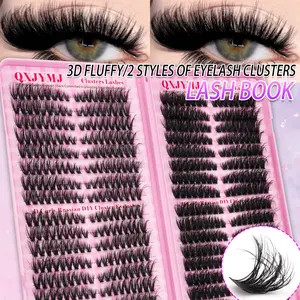 544pcs Large Capacity Eyelash Book, Makeup Enhancer Lashes Set, 8-16mm Mixed Lengths, DIY at Home, Portable, Reusable Segmented Lashes, Wispy Lash Clusters, Volume Lash Clusters