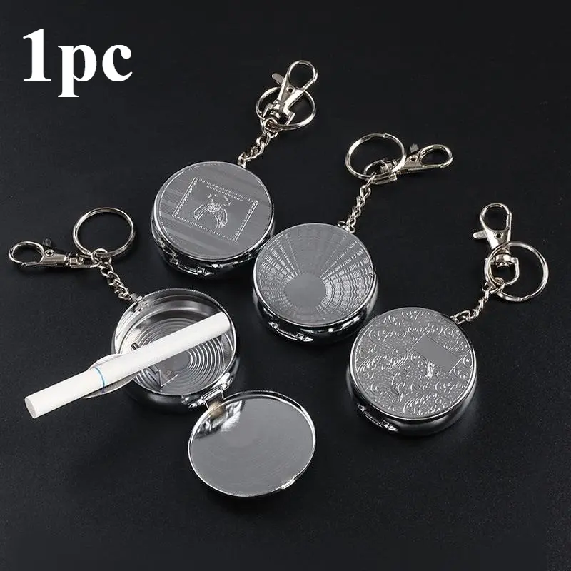 1pc Random Style Creative Lidded Ashtray, Mini Portable Stainless Steel Keychain Ashtray, Key Chain Decorations, Keychain Accessories, Keychain for car keys, Keyrings for Keys, perfect for on-the-go use, car use, and home decor.