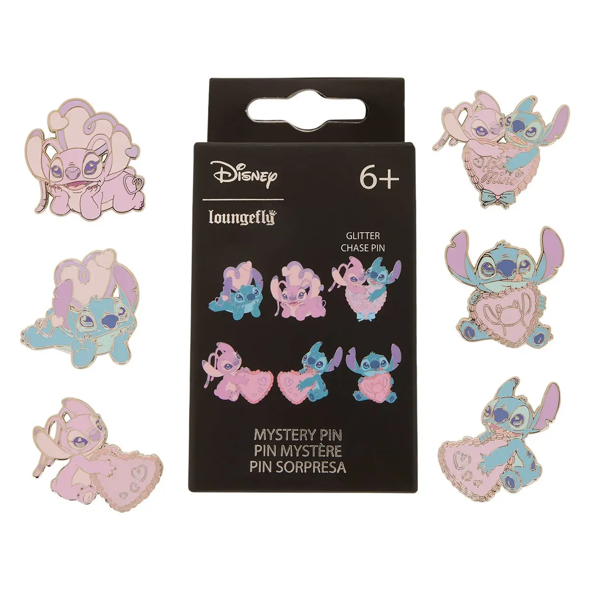 Lilo & Stitch Be Mine Enamel Print Blind Box Pin - Blind Pack, Glitter Chase, Stitch Angel, Valentine's Bag Charm Accessory, Valentine Gift, Cute Fun Collectible, Collectibles Blind Bag