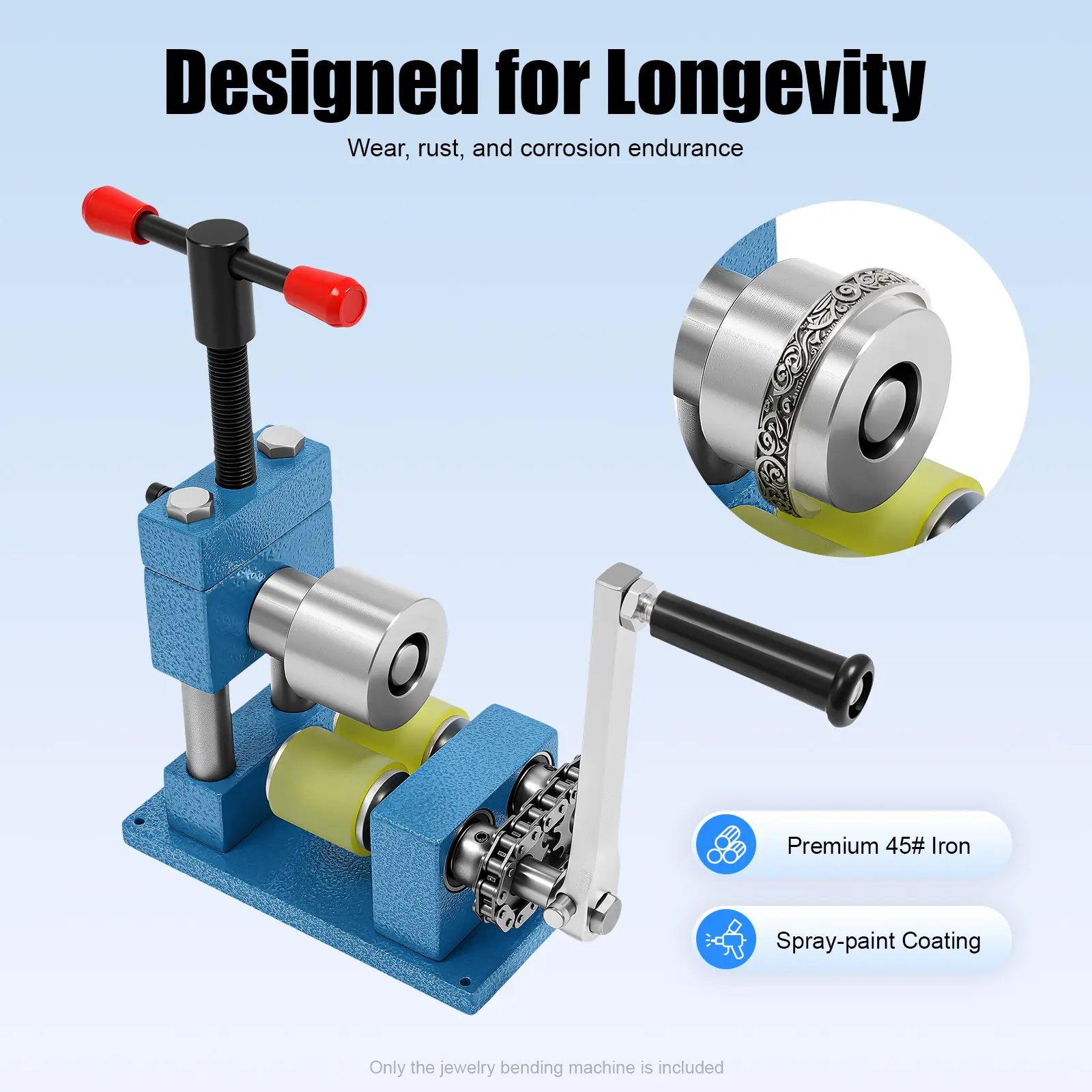 CNCEST Hand Crank Ring Bracelet Bending Machine, 45# Iron with Spray-Paint Coating, Rust & Corrosion Resistant Jewelry Making Tool