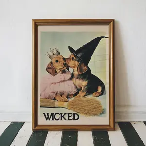 [SALE UP TO 45%] Wicked Dachshund Wall Art, Vintage Aesthetic Dog Wicked Art Print, Musical Poster Wall Art, Dachshund Puppies Gifts