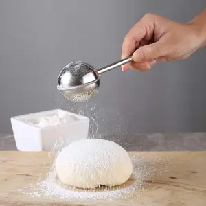 1-piece stainless steel tea filter, sugar powder sieve, sugar powder canister, dust collector, filter, tea interval diffuser, suitable for loose leaf, spice, seasoning (spherical)