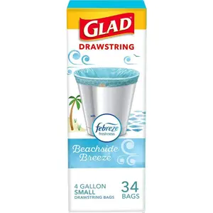 4 Gal OdorShield Febreze Beachside Breeze Small Drawstring Trash Bags (34-Count)