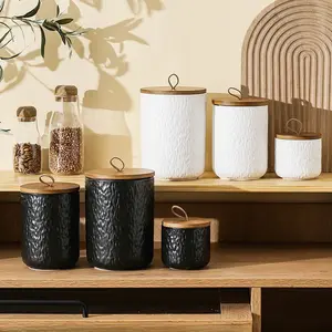 Nordic Rock Pattern Ceramic Sealed Jar, Moisture-Proof Tea Container, Coffee Bean Storage, Grain Keeper, Kitchen Organizer, Gift Idea