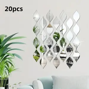 20pcs Water Drop Mirror Wall Stickers Set, Decorative Wall Sticker, Self-Adhesive DIY Interior Wall Decor, Removable Wall Art Decals for Home Living Room Bathroom Office Dormitory Decorations