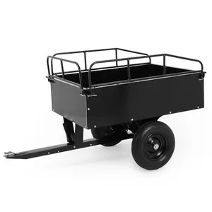 Heavy-Duty 750 LB Capacity ATV Dump Trailer with Removable Sides - 15 Cubic Foot Utility Hauler for Lawn Tractors, Riding Mowers & Yard Work Black