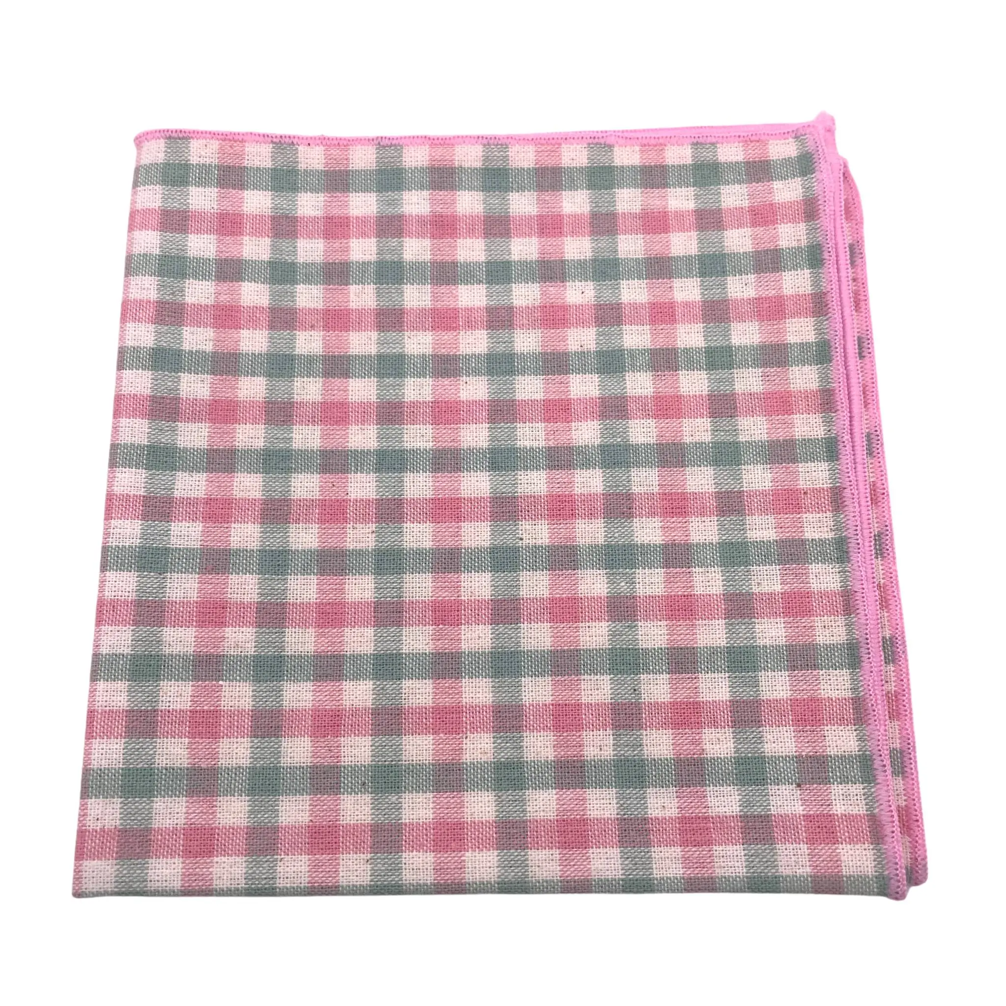 Pink Mini Check Cotton Pocket Square