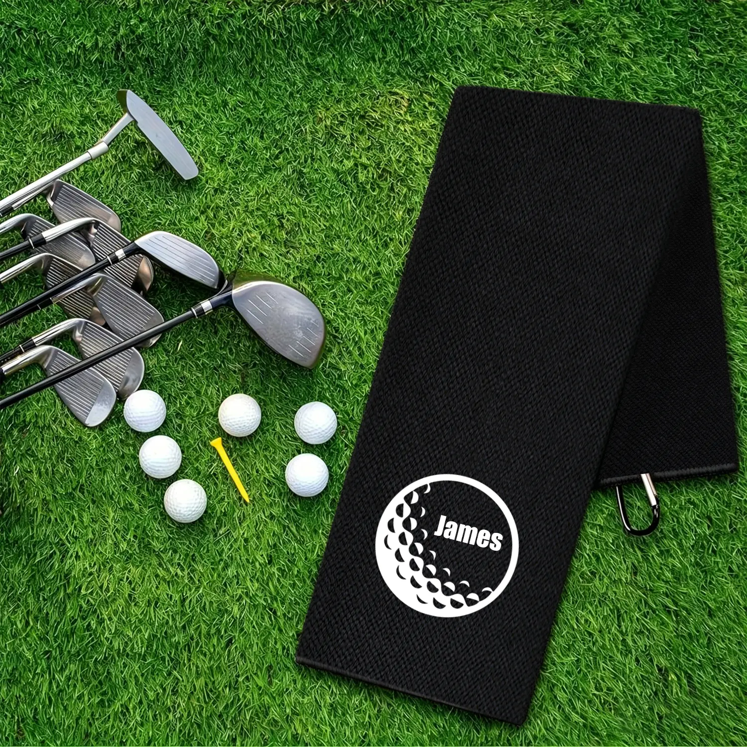 Personalized Microfiber Golf Towel with Clip & Custom Embroidered Name for Adults, 16x24" Machine Washable Gift for Groomsmen, Father's Day & Graduation, Microfiber Towel, Wedding Party