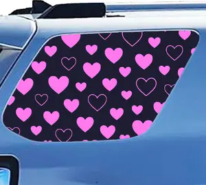 2pcs 42x100cm Universal Rear Side Window Pink Heart Decal, Love Shape Vinyl Sticker for Car Truck SUV